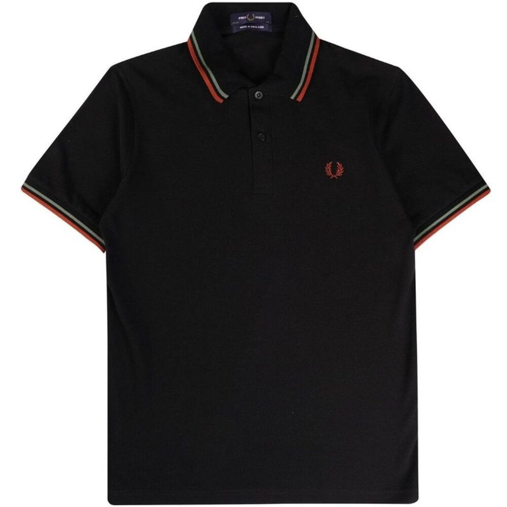 Fred Perry Mens Double Tipped Collar Polo Shirt / Black